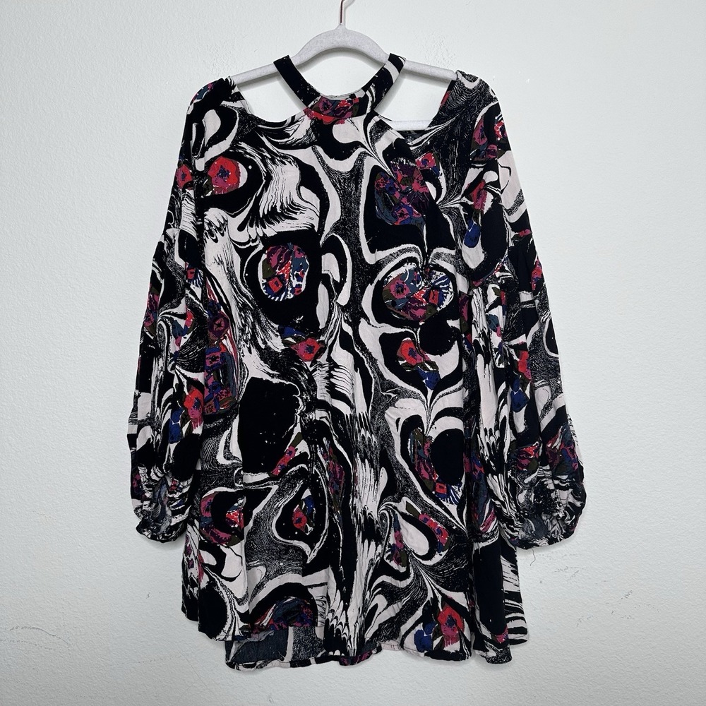 Free People Dress Drift Away Boho Hippie Bishop‎ Sleeves Tunic Dress Size M